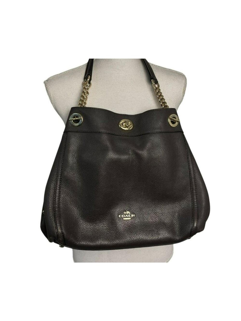 Coach Turnlock Edie Shoulder Bag Oxblood Pebble Leather Style 36855 Used